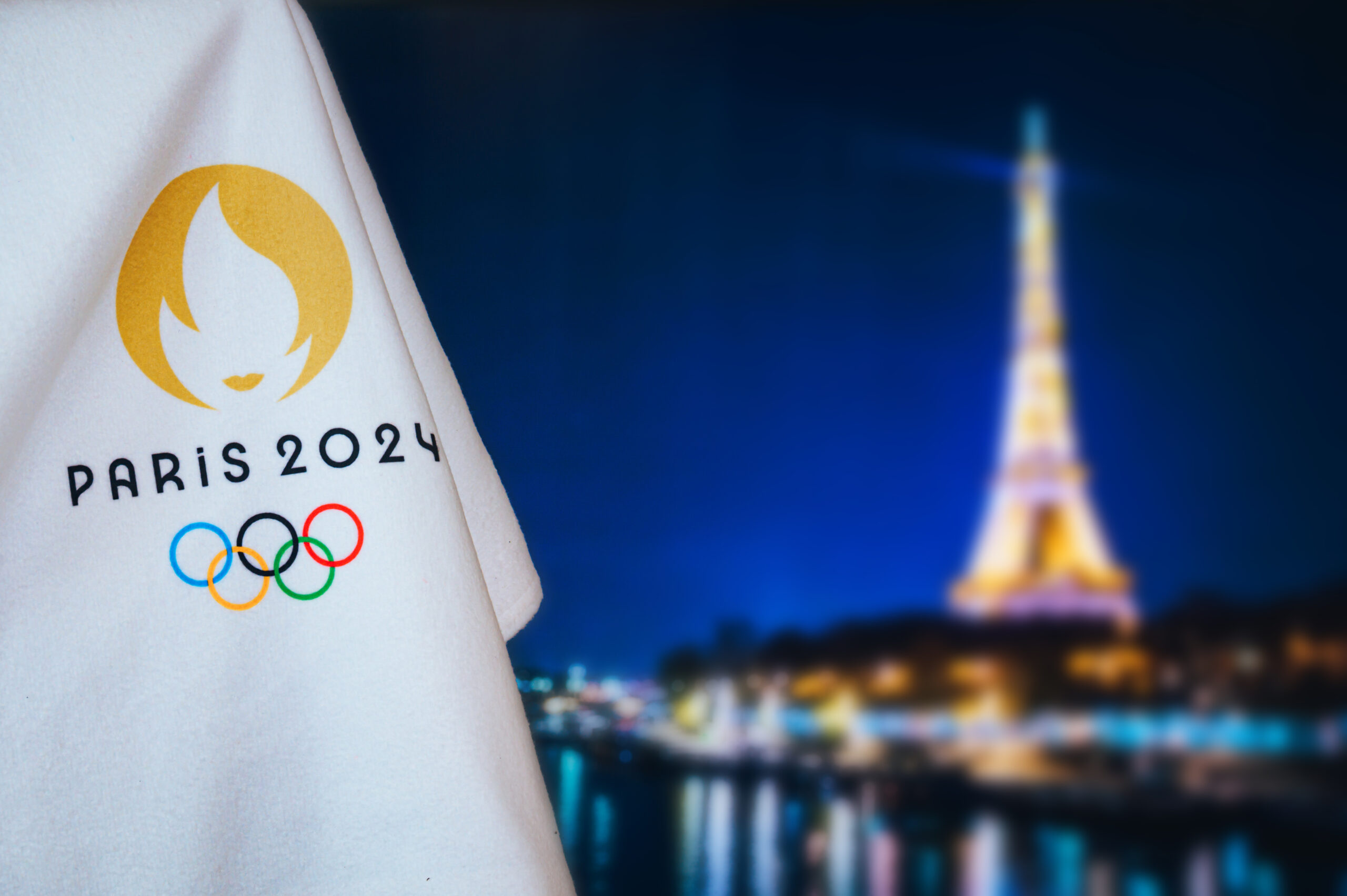PARIS, FRANCE, AUGUST 8. 2022: Summer olympic game Paris 2024 bl